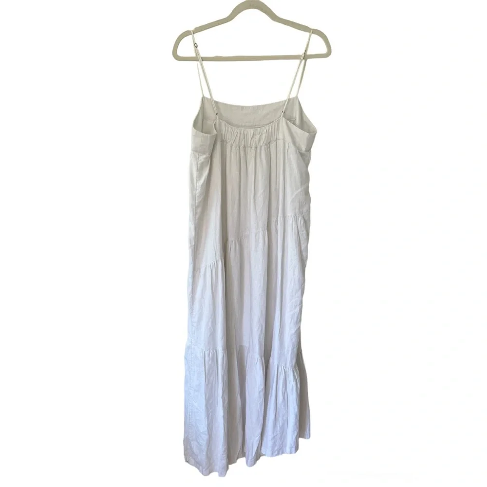 Abercrombie & Fitch Linen Blend Asymmetric Tiered Maxi Dress Adjustable Straps